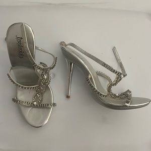 Silver rhinestone stilettos